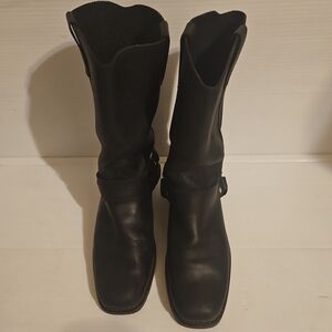 Mens Durango Black Leather Harness Biker Motorcycle Western Boots Size 8.5 M